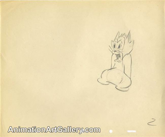 Original Production Drawing of Figaro from Disney