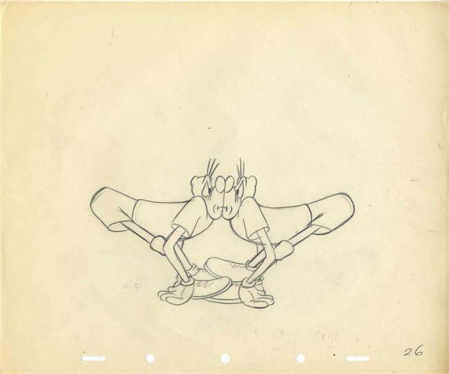 Original Production Drawing of two Basketball Players from Double Dribble (1946 )
