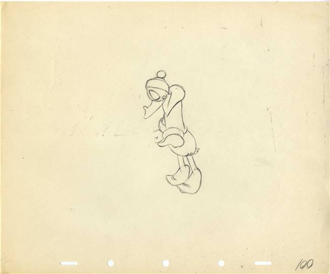 Original Production Drawing of Donald Duck from Walt Disney Studios (1940s)