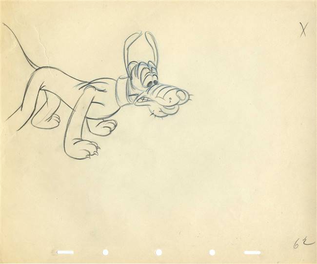 Original Production Drawing of Pluto from Rescue Dog (1947)