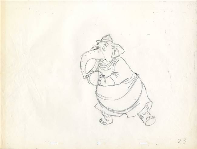 Original Production Drawing of Elephant Soccer Player from Bedknobs and Broomsticks (1971)