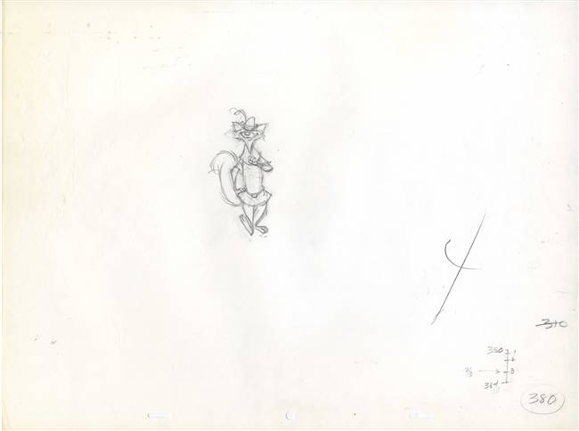 Original Production Drawing of Robin Hood from Robin Hood (1973)