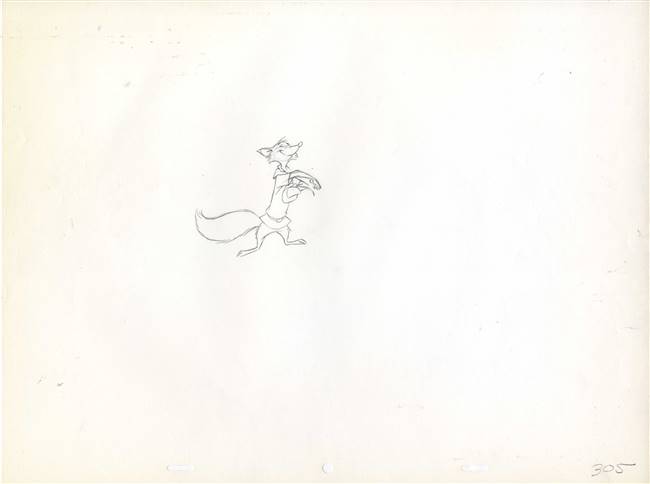 Original Production Drawing of Robin Hood from Robin Hood (1973)