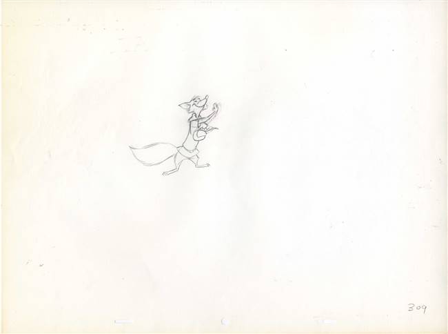 Original Production Drawing of Robin Hood from Robin Hood (1973)