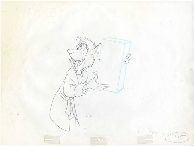 Original Production Drawing of Basil from Great Mouse Detective (1986)