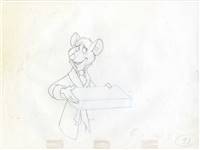 Original Production Drawing of Basil from Great Mouse Detective (1986)