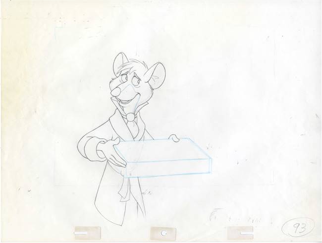 Original Production Drawing of Basil from Great Mouse Detective (1986)