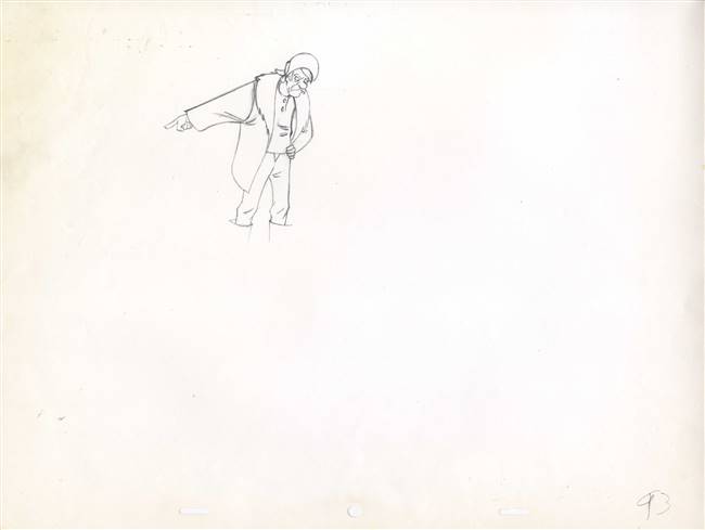 Original Production Drawing of Amos Slade from The Fox and the Hound (1981)