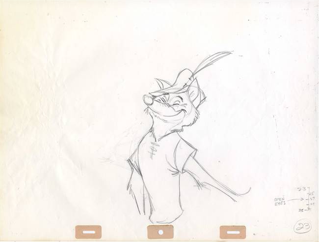 Original Production Drawing of Robin Hood from Robin Hood (1973)