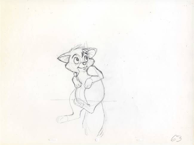 Original Production drawing of Tod from Fox and the Hound (1981)