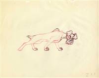 Original Production drawing of Tramp from Lady and the Tramp (1955)