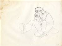 Original Production Drawing of Amos from Fox and the Hound (1981)