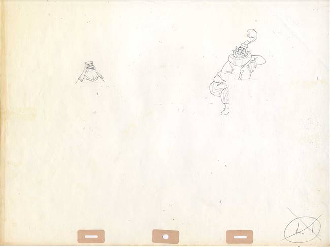 Original Production Drawing of Lady Kluck and Sir Reginald Duke of Chutney from from Robin Hood (1973)