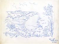 Original Production Layout Drawing of from Fox and the Hound (1981)