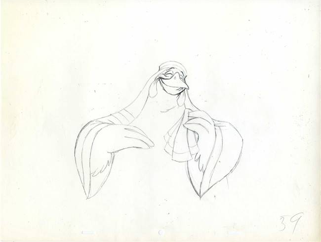 Original Production Drawing of Lady Kluck from from Robin Hood (1973)