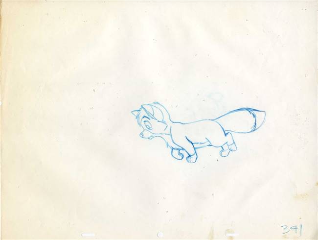 Original Production Drawing of Tod from Fox and the Hound (1981)
