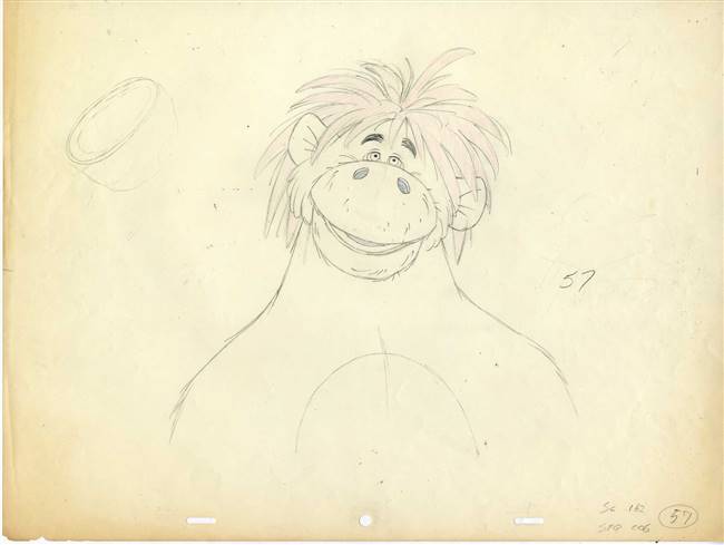 Original Production Drawing of Baloo from Jungle Book (1967)