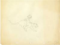 Original Production Drawing of Mowgli and Bagheera from Jungle Book (1967)