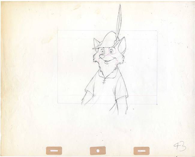 Original Production Drawing of Robin Hood from Robin Hood (1973)