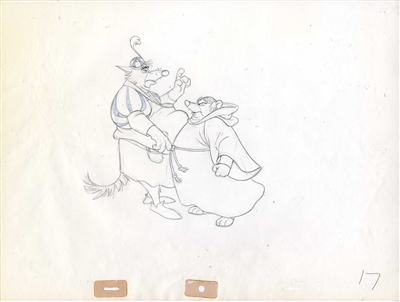Original Production Drawing of Sheriff of Nottingham and Friar Tuck from Robin Hood (1973)