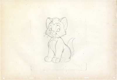 Original Production Drawing of Oliver from Oliver and Company (1988)