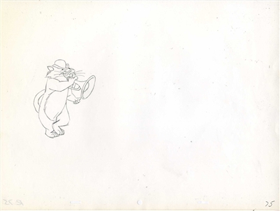 Original Production Drawing of Alley Cat from Aristocats (1970)