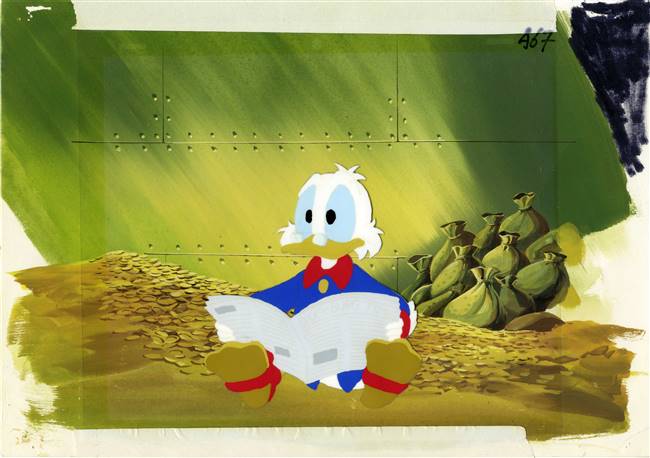 Original Master Background and Production Cel of Scrooge McDuck  from Duck Tales (1987)