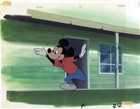 Original Production Background, Production Cel and Matching Drawing of Mickey Mouse from Disney TV