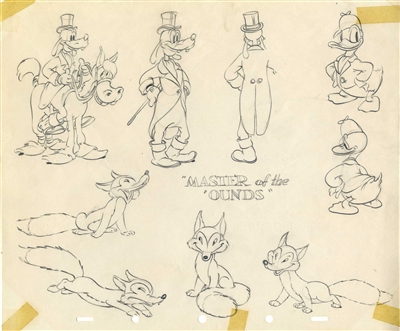Model Sheet Drawing of Goofy and Donald Duck from The Fox Hunt