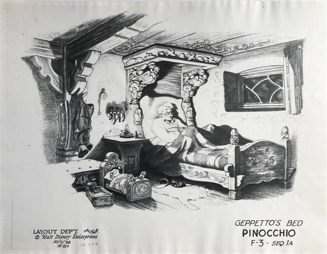 Production Photostat of Geppetto and Figaro from Pinocchio (1940)