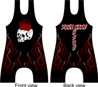 skull and flames wrestling or lifting singlet