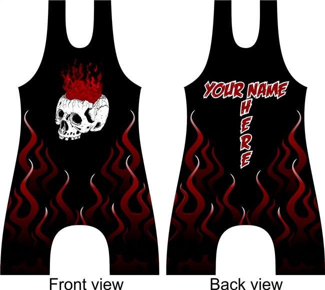 skull and flames wrestling or lifting singlet
