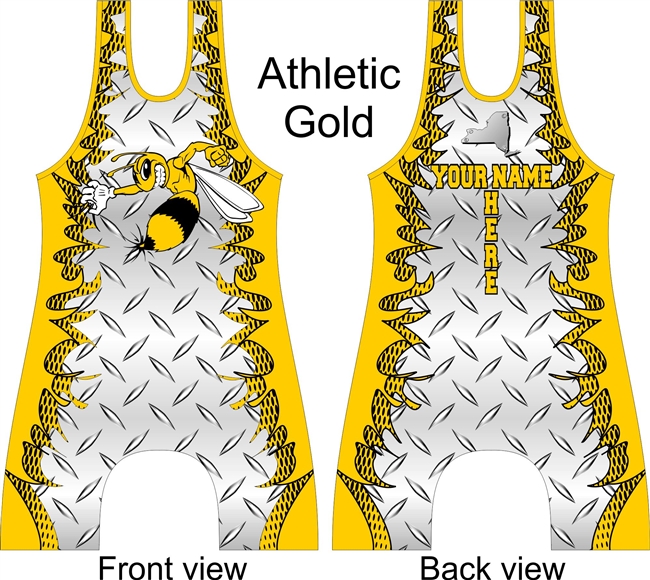 Sublimated wrestling singlet with hornet or killer bee in many colors