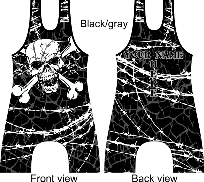 sublimated wrestling lifting singlet with skull many colors add name