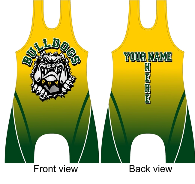 Sublimated wrestling singlet bulldog