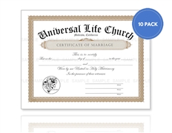 Universal Life Church wedding certificates