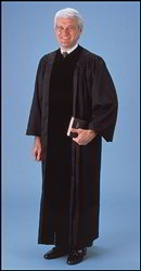 Pulpit Robe, Black with Velveteen Panels | Pulpit Robe with Velvet Panels