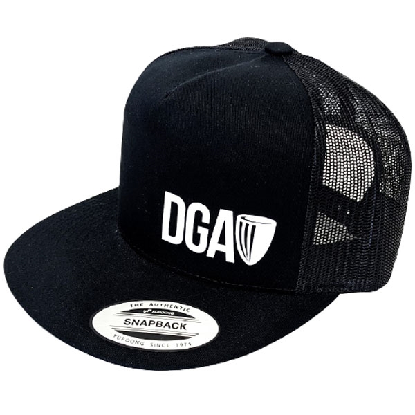 DGA Flatbill Mesh Snapback DGA Logo Cap (BLACK/BLACK)
