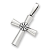 Sterling Silver Sports Cross Charm - Basketball