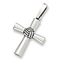 Sterling Silver Volleyball Cross Pendant