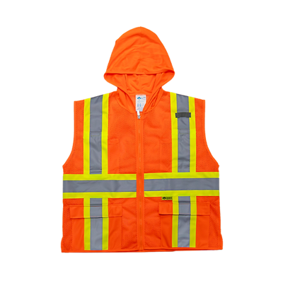 2WI-HM7038C-2 -ORANGE Hooded Mesh Vest