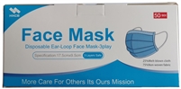 3PLY Disposable Protective Mask with nose clip and Elastic Ear-loop, 3-layers of protection, 50 masks/box; Sold by box of 50.