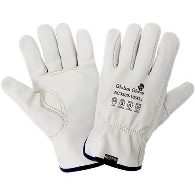 Cut and Hypodermic Needle Resistant Cowhide Leather Gloves with AlycoreÂ® and Aramid Fiber Reinforcements - AC3200