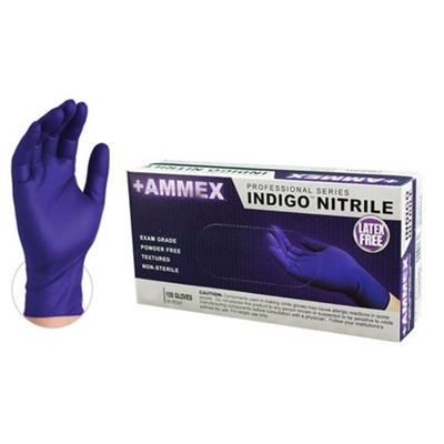 AMMEX AINPF4 Indigo Nitrile Exam Gloves