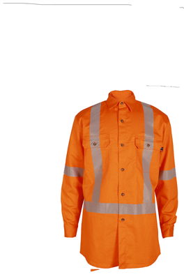 Men's FR Button Orange Shirt With Taping