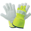 High-Visibility Nylon Back With Goatskin Leather Palm Gloves - 1100GHV