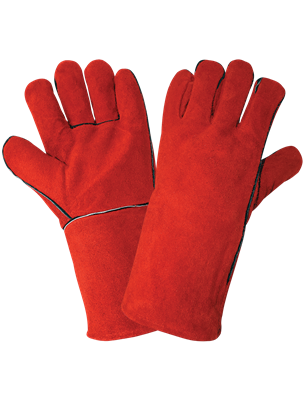 Economy-Grade Split Leather Red Welders Gloves with Thermal-Knit Lining - 1200E