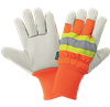 High-Visibility Standard-Grade Cowhide Leather Insulated Gloves with Knit Wrist - 2950HVKW