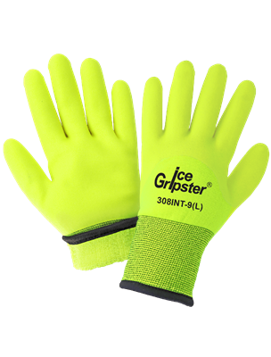 Ice GripsterÂ® High-Visibility Insulated Gloves with Three-Quarter Coated Palm - 308INT