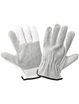 Premium Grain Goatskin Palm and Split Cowhide Back Leather Driver's Gloves with a Double Palm - 3150G